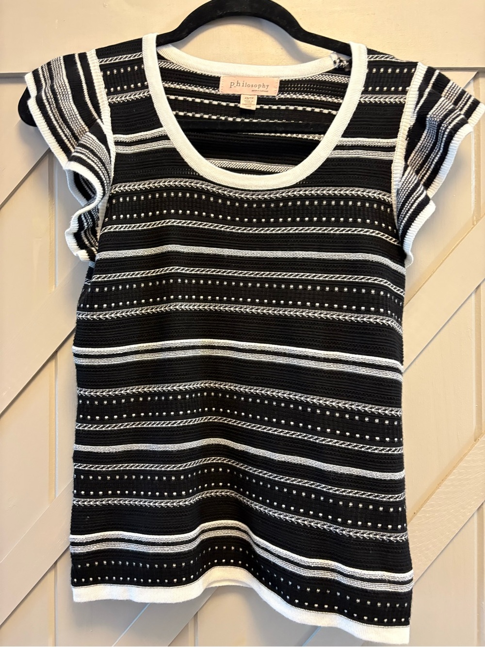 Philosophy Black and White Striped Knit Top